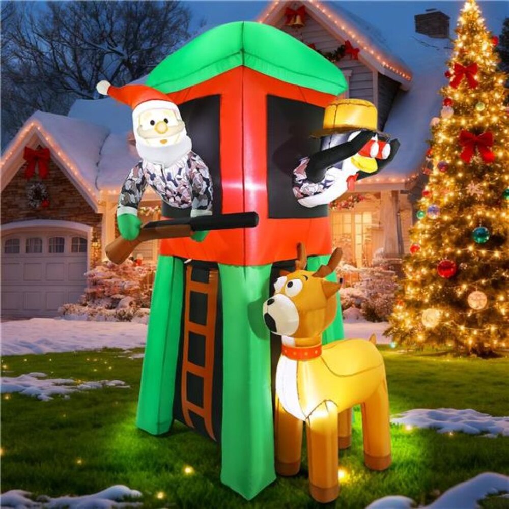 Christmas Inflatable Outdoor Decorations, 7FT Inflatables Camouflage Santa